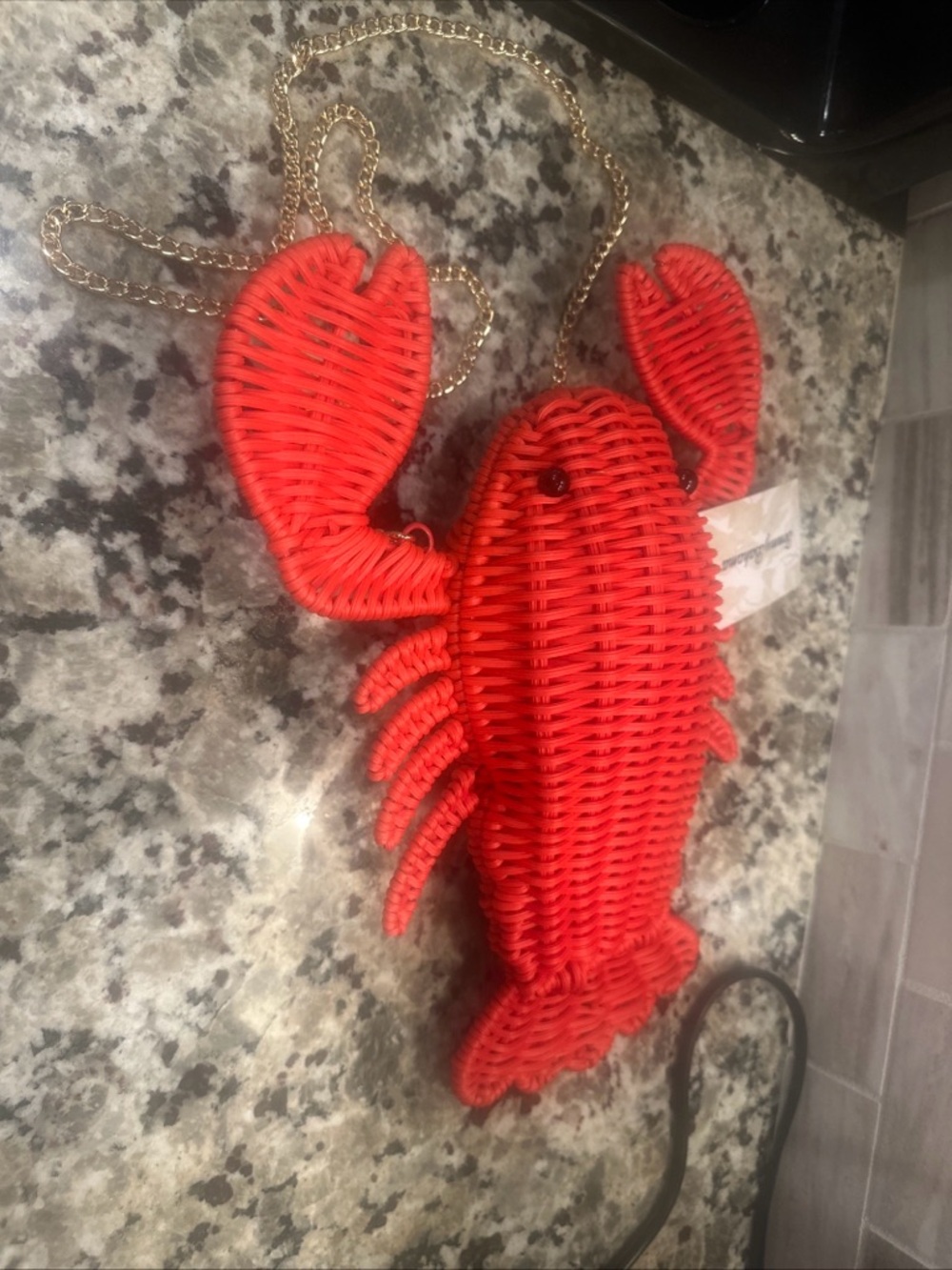 Red Woven Lobster Crossbody Bag
